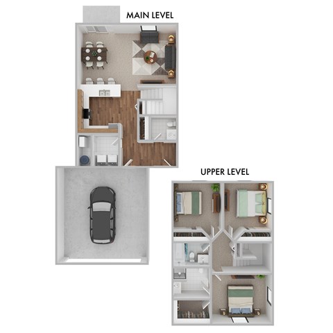 A diagram shows the layout of a car with a trunk and a bedroom with a bed and a desk.